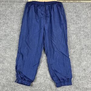 Wilson Track Pants Mens Size S Blue Nylon Windbreaker Joggers Elastic Waist